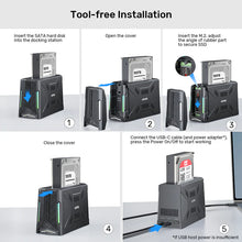 UNITEK S1234B01-EU USB-C Docking Station M.2 NVMe & SATA 2.5/3.5 HDD SSD 10Gbps Active Cooling RGB