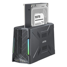 UNITEK S1234B01-EU USB-C Docking Station M.2 NVMe & SATA 2.5/3.5 HDD SSD 10Gbps Active Cooling RGB