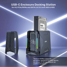 UNITEK S1234B01-EU USB-C Docking Station M.2 NVMe & SATA 2.5/3.5 HDD SSD 10Gbps Active Cooling RGB