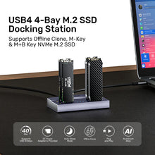 UNITEK S1243BGY01-EU USB4 4-Bay M.2 NVMe SSD Docking Station 40Gbps 1-to-3 Offline Clone 32TB