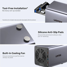 UNITEK S1301AGY01-EU 4-Bay RAID Enclosure for 2.5 3.5 SATA HDD SSD Up to 80TB 8 RAID Modes USB 3.0 eSATA