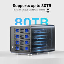 UNITEK S1301AGY01-EU 4-Bay RAID Enclosure for 2.5 3.5 SATA HDD SSD Up to 80TB 8 RAID Modes USB 3.0 eSATA
