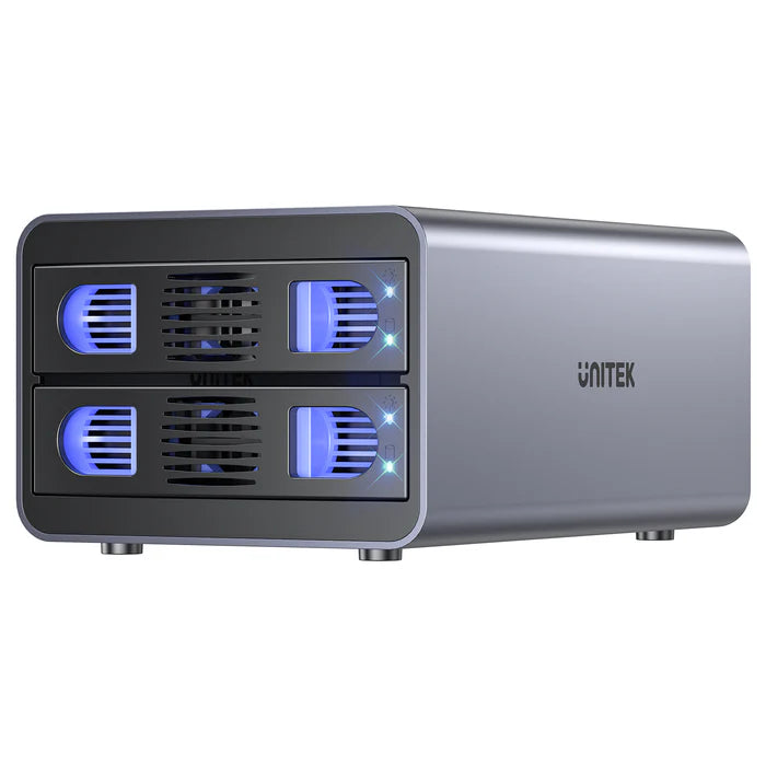 UNITEK S1308C01-EU USB-C 2-Bay RAID Enclosure for 2.5 3.5 SATA HDD SSD 10Gbps RAID 0/1/JBOD/PM