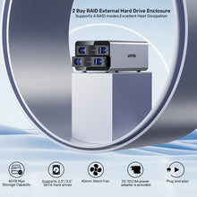 UNITEK S1308C01-EU USB-C 2-Bay RAID Enclosure for 2.5 3.5 SATA HDD SSD 10Gbps RAID 0/1/JBOD/PM