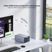 UNITEK S1308C01-EU USB-C 2-Bay RAID Enclosure for 2.5 3.5 SATA HDD SSD 10Gbps RAID 0/1/JBOD/PM