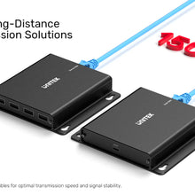 UNITEK U1222ABK01-EU USB-C to 4-Port USB 2.0 Extender over Ethernet Up to 150M with PoC