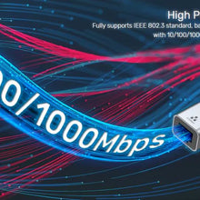 UNITEK U1313C USB-C to 2.5G Ethernet Adapter 2500Mbps USB-A Compatible for Gaming Streaming Windows Mac Linux