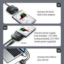 UGREEN 20611 USB to SATA Adapter Cable 2.5 3.5 HDD SSD UASP 5Gbps for Data Transfer Cloning