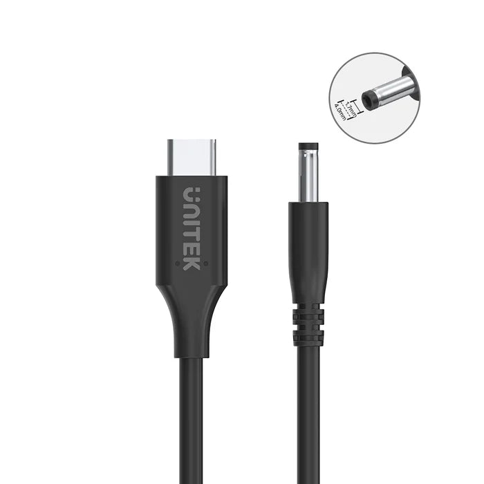 UNITEK C14118BK-1.8M USB-C to DC 4x1.7mm Lenovo Charging Cable 65W PD for Lenovo Laptops 1.8M