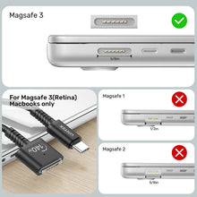 UNITEK C14121BK-2M USB-C to Magnetic 3 Cable 140W PD 2M Braided for MacBook Pro Air M1 M2 M3 Black