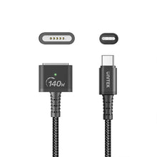 UNITEK C14121BK-2M USB-C to Magnetic 3 Cable 140W PD 2M Braided for MacBook Pro Air M1 M2 M3 Black