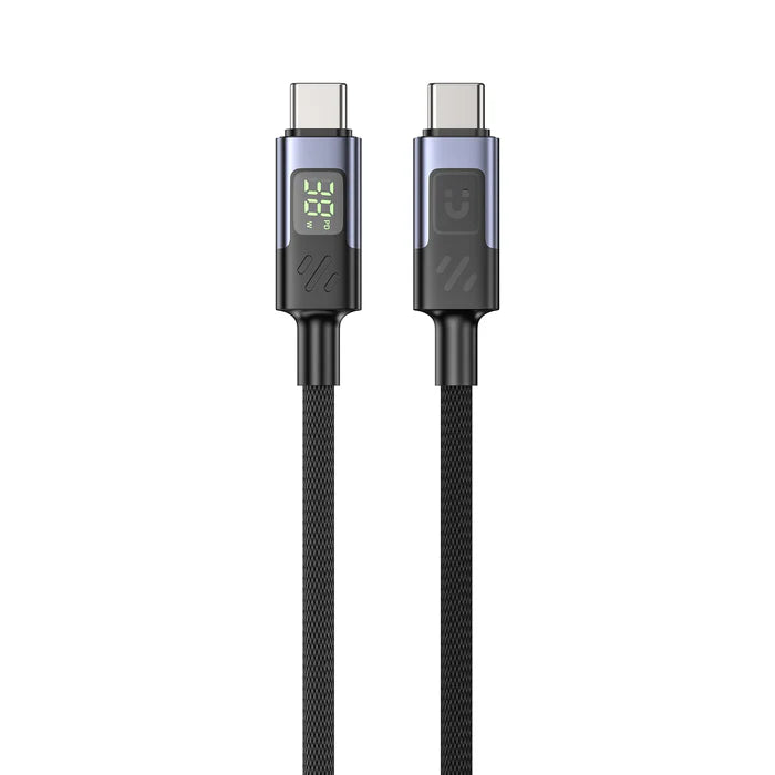 UNITEK C14158ABK01-1M USB-C to C Cable 60W LED Display PD Fast Charging 1M Braided for iPhone MacBook