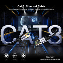 UNITEK C18149AGY03-1.5M Cat8 Ethernet Cable 40Gbps 2000MHz S/FTP Gold-Plated for Gaming PC Router