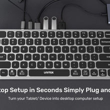 UNITEK D1092A Keyboard with 9-in-1 USB-C Hub 4K@60Hz HDMI 100W PD 3x USB 5Gbps SD MicroSD Backlit
