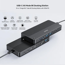 UNITEK D1104A01 13-in-1 USB-C Docking Station 8K@30Hz Triple 4K 100W PD 2.5Gb Ethernet for Windows Mac
