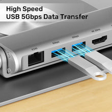 UNITEK D1109B01 Laptop Stand 360° Rotating Base with Detachable USB-C Hub 4K HDMI Gigabit Ethernet 100W PD