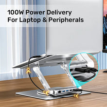 UNITEK D1109B01 Laptop Stand 360° Rotating Base with Detachable USB-C Hub 4K HDMI Gigabit Ethernet 100W PD