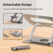 UNITEK D1109B01 Laptop Stand 360° Rotating Base with Detachable USB-C Hub 4K HDMI Gigabit Ethernet 100W PD