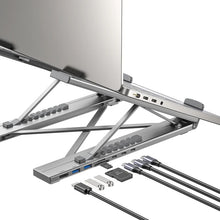 UNITEK D1137AGY01 Foldable Laptop Stand with 7-in-1 USB-C Docking Station 4K@60Hz 100W PD Aluminium