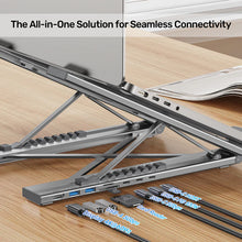 UNITEK D1137AGY01 Foldable Laptop Stand with 7-in-1 USB-C Docking Station 4K@60Hz 100W PD Aluminium