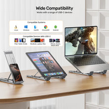 UNITEK D1137AGY01 Foldable Laptop Stand with 7-in-1 USB-C Docking Station 4K@60Hz 100W PD Aluminium