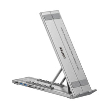 UNITEK D1137AGY01 Foldable Laptop Stand with 7-in-1 USB-C Docking Station 4K@60Hz 100W PD Aluminium