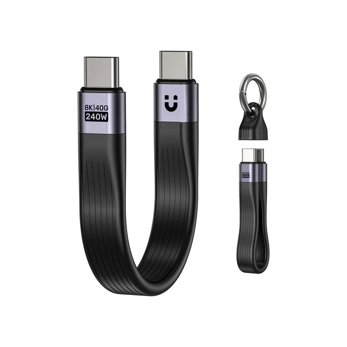UNITEK C14179ABK01-0.13M USB4 Keychain Cable 240W PD3.1 40Gbps 8K@60Hz 13cm Thunderbolt 4 Compatible