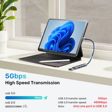 UNITEK H1208B 4-in-1 USB-C Hub 1xUSB-A 5Gbps 3xUSB-A 480Mbps for MacBook iPad Pro PC Data Transfer