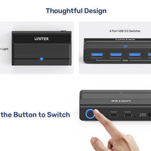 UNITEK H1310A USB 3.0 Switch Box for 2 PCs with 4 USB-A Ports & One-Button Sharing Control