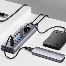 UNITEK H1315B01-EU 10-in-1 USB Hub with 8 USB-A, 2 USB-C Ports, Individual Switches & BC1.2 Fast Charging