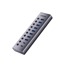 UNITEK H1315B01-EU 10-in-1 USB Hub with 8 USB-A, 2 USB-C Ports, Individual Switches & BC1.2 Fast Charging