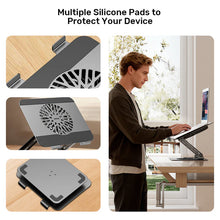 UNITEK OT1098AGY01 Adjustable Laptop Stand 360° Rotation Detachable Cooling Fan Carbon Steel Aluminum