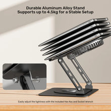 UNITEK OT1098AGY01 Adjustable Laptop Stand 360° Rotation Detachable Cooling Fan Carbon Steel Aluminum