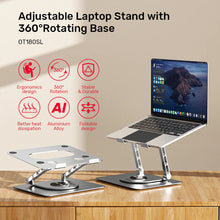 UNITEK OT180SL01 Adjustable Laptop Stand 360° Rotating Base Aluminium 4.4kg Support Foldable Ergonomic
