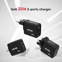 UNITEK P1119A 35W GaN Wall Charger PD35W QC18W Foldable Plug Travel Charger for iPhone Samsung MacBook Air