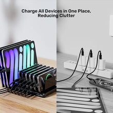 UNITEK P1230CBK01-EU 240W 10-Port USB Charging Station 8 USB-C 2 USB-A Smart Charger for Laptops Tablets Phones