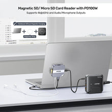 UNITEK S1244CGY01 Magnetic SD/Micro SD Card Reader 6-in-1 PD100W HDMI 4K@60Hz AUX for iPhone 15+ MagSafe