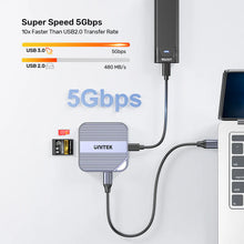 UNITEK S1244CGY01 Magnetic SD/Micro SD Card Reader 6-in-1 PD100W HDMI 4K@60Hz AUX for iPhone 15+ MagSafe