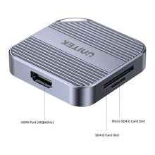 UNITEK S1244CGY01 Magnetic SD/Micro SD Card Reader 6-in-1 PD100W HDMI 4K@60Hz AUX for iPhone 15+ MagSafe