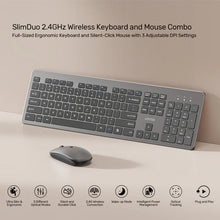 UNITEK T054AGY01-US SlimDuo 2.4GHz Wireless Keyboard and Mouse Combo Space Gray 1600 DPI Silent