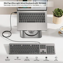 UNITEK T052AGY01-US SlimTap Ultra Light Wired Keyboard 104 Keys Space Grey USB-A Silent Ergonomic