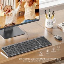 UNITEK T053AGY01-US SlimTap Ultra Light Wired Keyboard 99 Keys Space Grey USB-C/USB-A Silent Ergonomic