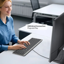 UNITEK T053AGY01-US SlimTap Ultra Light Wired Keyboard 99 Keys Space Grey USB-C/USB-A Silent Ergonomic