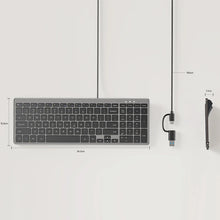 UNITEK T053AGY01-US SlimTap Ultra Light Wired Keyboard 99 Keys Space Grey USB-C/USB-A Silent Ergonomic
