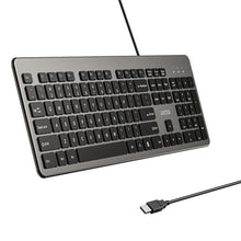 UNITEK T052AGY01-US SlimTap Ultra Light Wired Keyboard 104 Keys Space Grey USB-A Silent Ergonomic