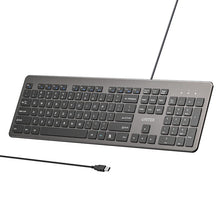 UNITEK T052AGY01-US SlimTap Ultra Light Wired Keyboard 104 Keys Space Grey USB-A Silent Ergonomic