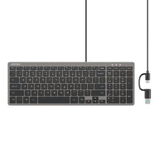 UNITEK T053AGY01-US SlimTap Ultra Light Wired Keyboard 99 Keys Space Grey USB-C/USB-A Silent Ergonomic