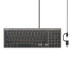 UNITEK T053AGY01-US SlimTap Ultra Light Wired Keyboard 99 Keys Space Grey USB-C/USB-A Silent Ergonomic