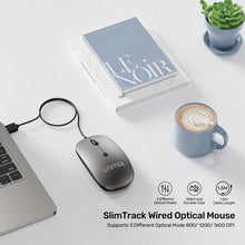 UNITEK T060BGY01 SlimTrack Wired Optical Mouse 1600 DPI Silent USB-A for Laptop PC