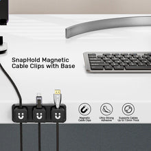 UNITEK T1117ABK01 SnapHold Magnetic Cable Clip Holder with Base 180° Rotating for Desk Cable Management